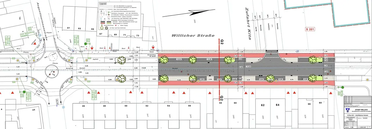 Ausführungsplan Straßenbau Willicher Straße Nord (zweite Ausbaumaßnahme)